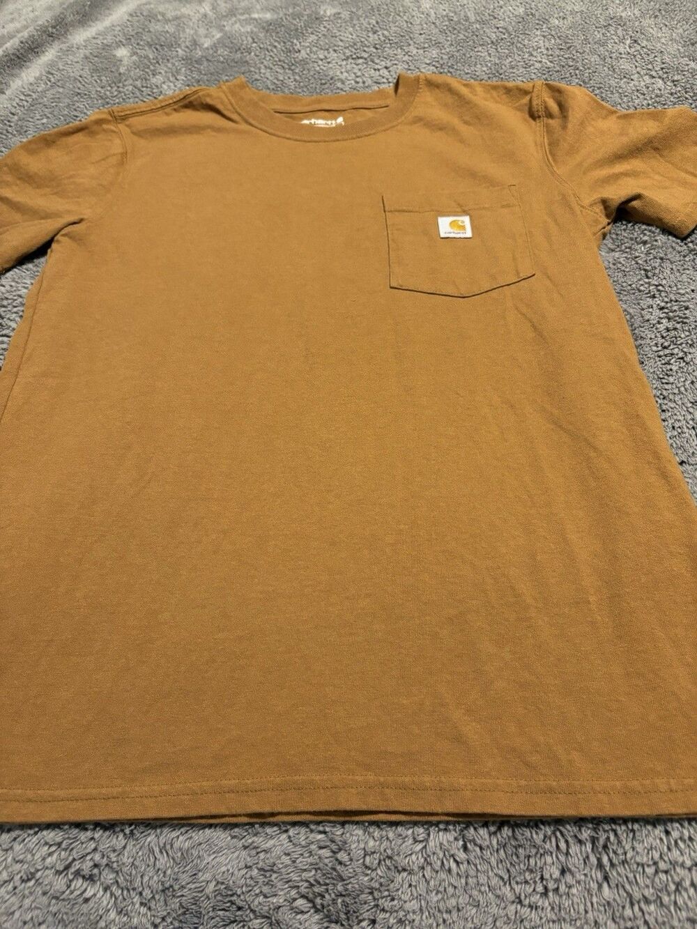 Carhartt Shirt Mens Small Brown Heavyweight Loose Fit Short Sleeve Work Pocket ^